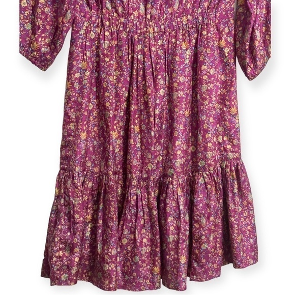 Mes Demoiselles Floral Print Silk Dress In Purple, Size 36EU/US4 - Picture 9 of 14